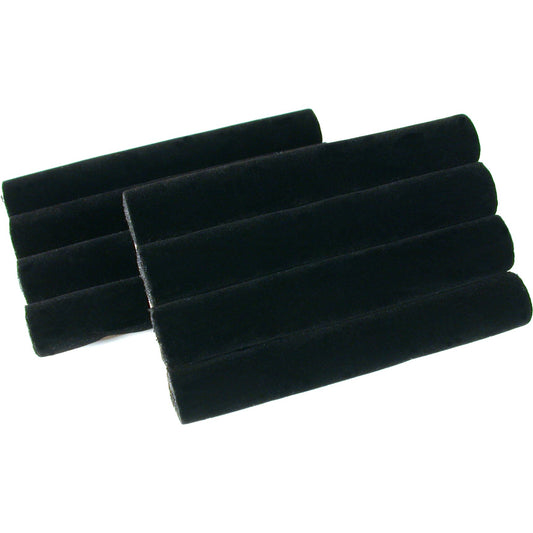 2 Black Velvet Ring Trays Jewelry Pad Showcase Displays 5.5"