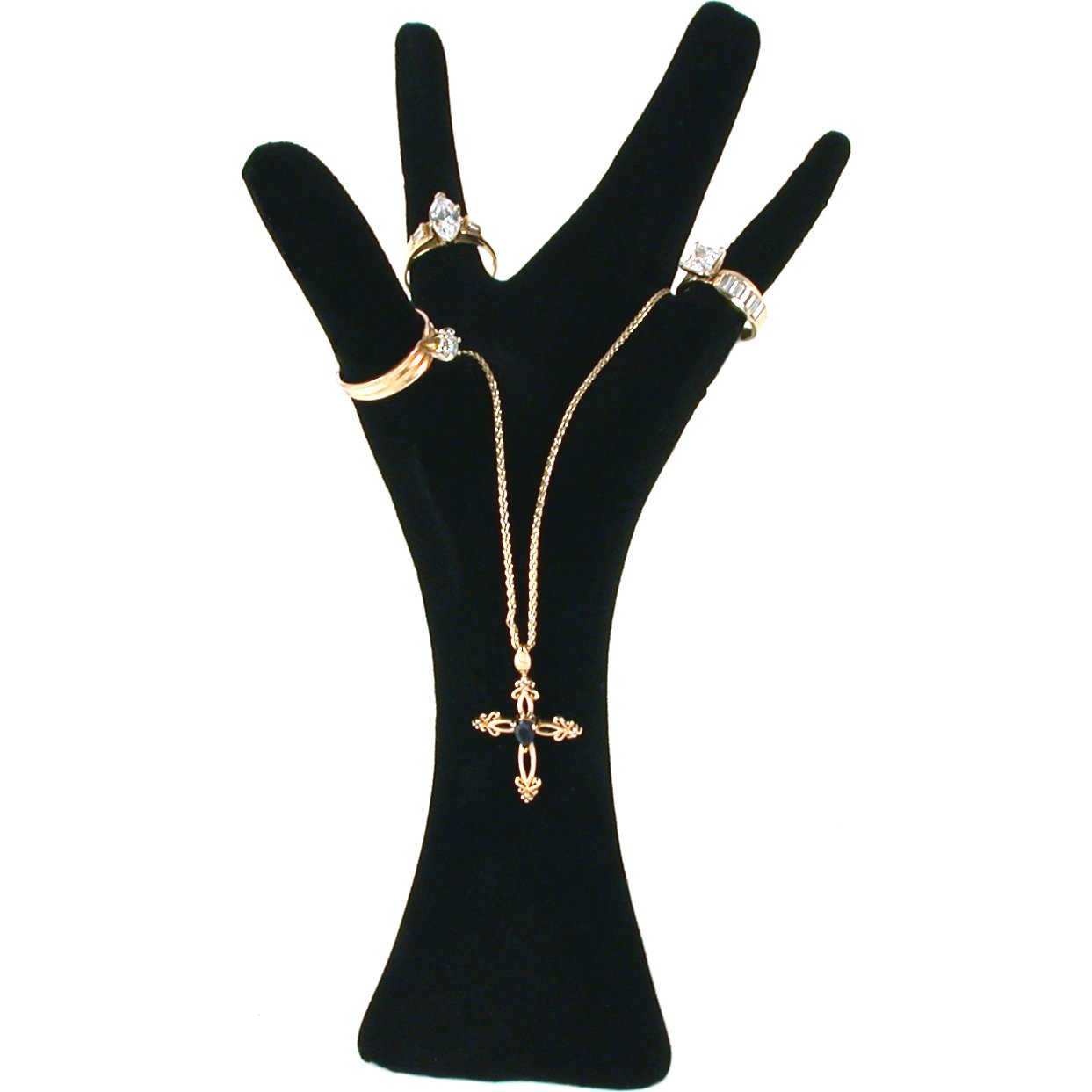 Black Open Palm Ring Hand Display Jewelry Stand 8"