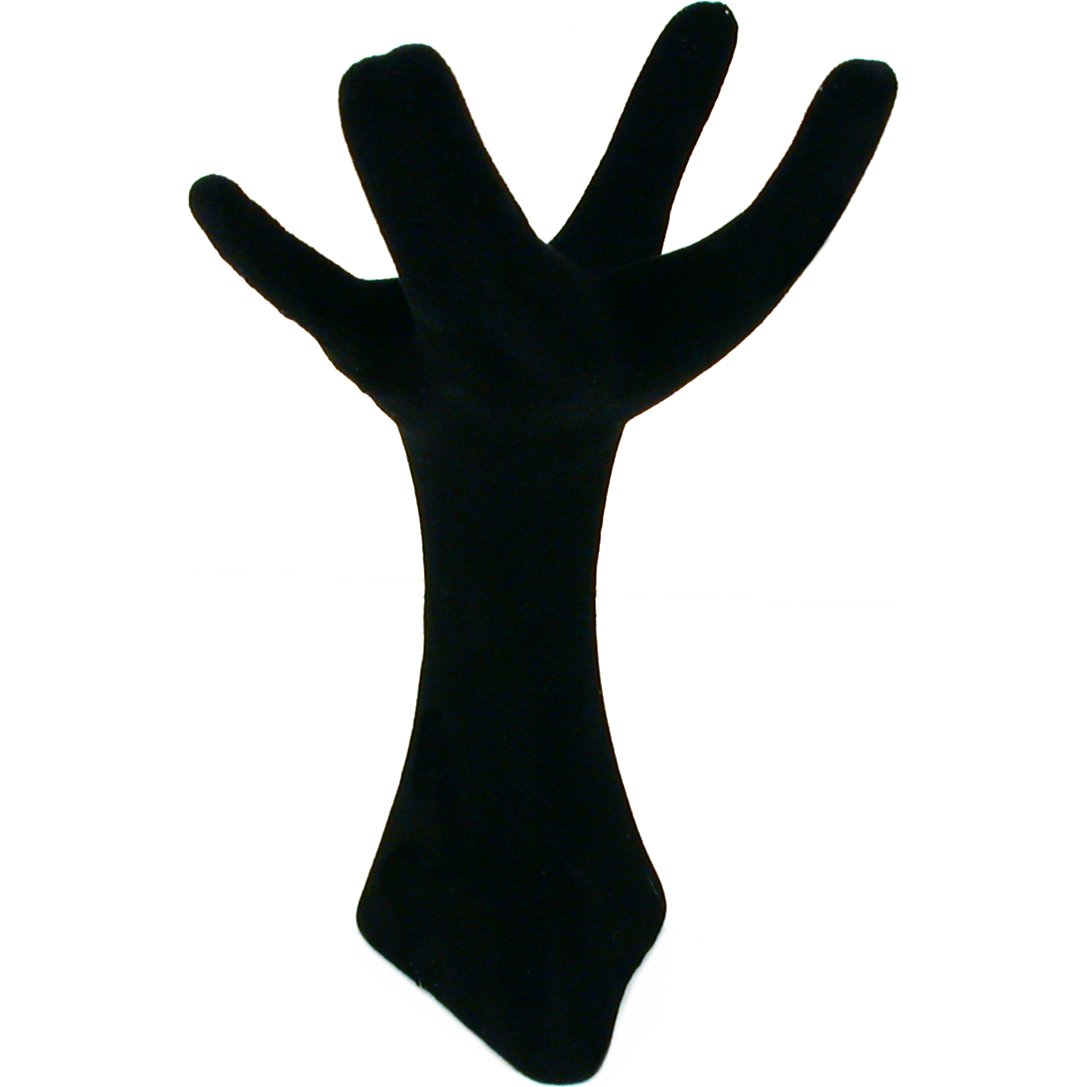 Black Open Palm Ring Hand Display Jewelry Stand 8"