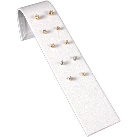 White Faux Leather Earring Ramp Holds 5 Pair Jewelry Display Kit 20 Pcs