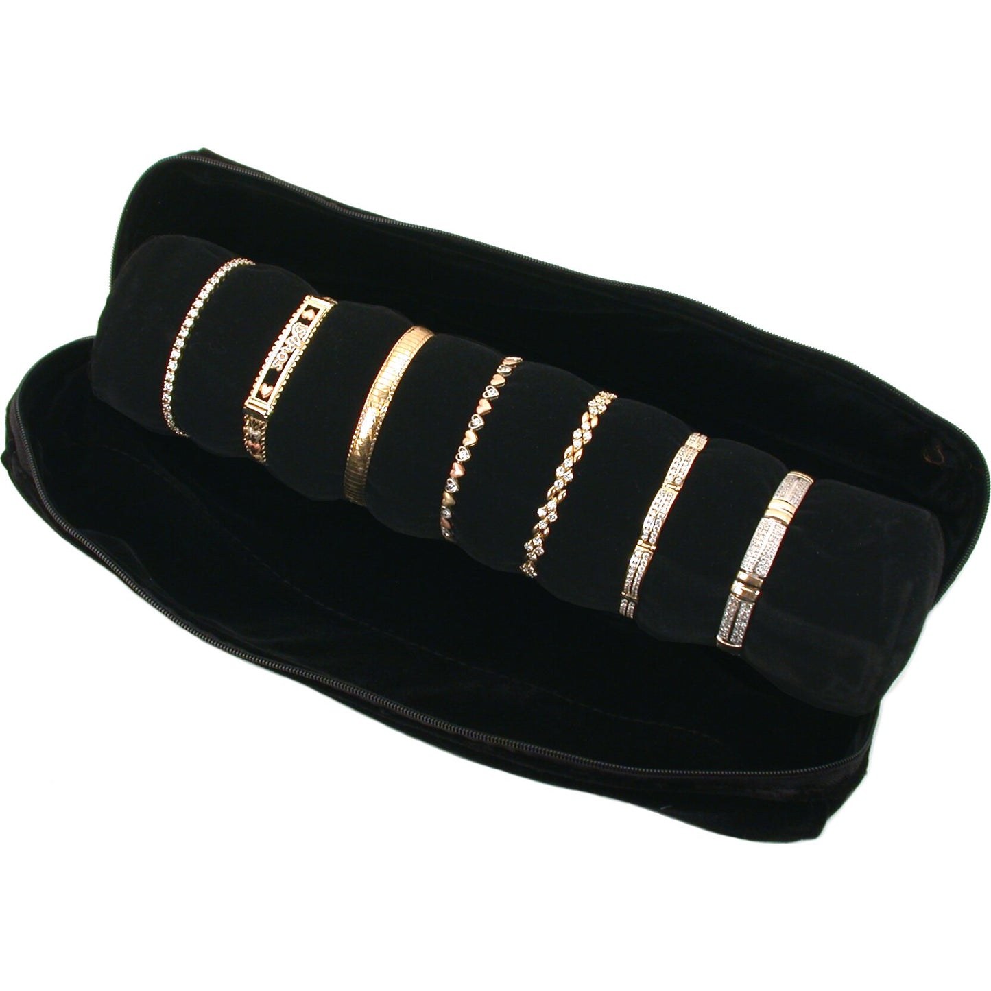 Velvet Ring Roll up & Bangle Bracelet Travel Pouch Jewelry Displays Kit 2 Pcs