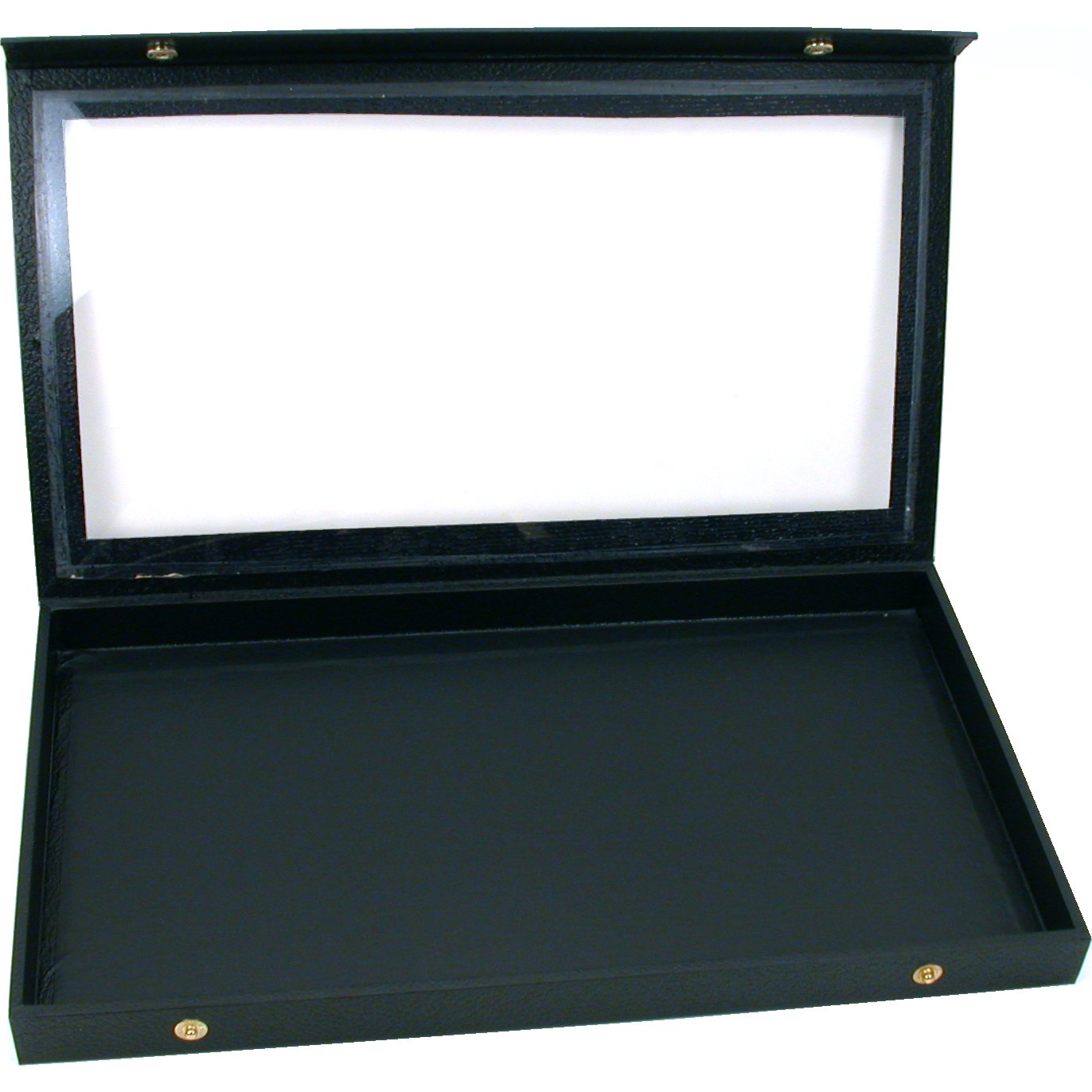 Glass Lid Faux Leather Jewelry Display Cases W/ 32 Slot Flocked Insert Kit 3 Pcs