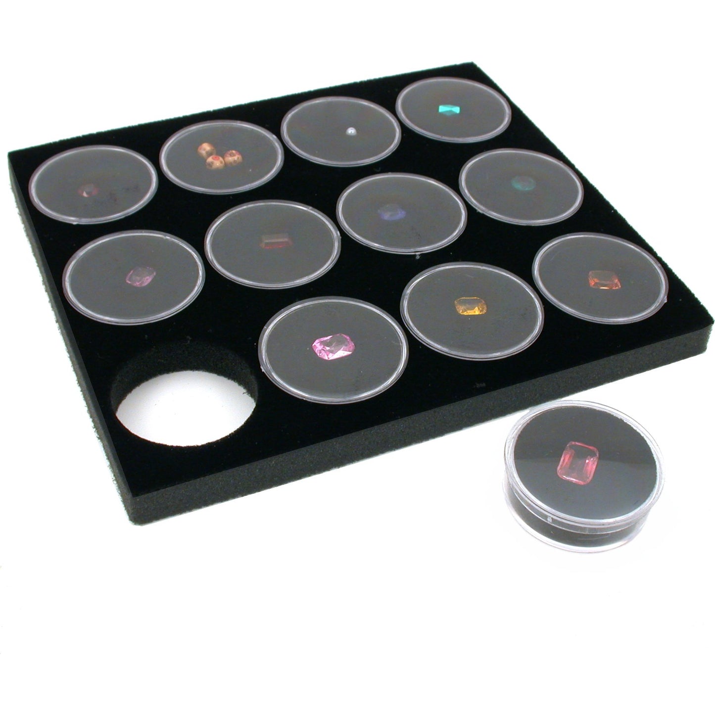 12 Black Gem Jars Display Tray Insert 3/4"