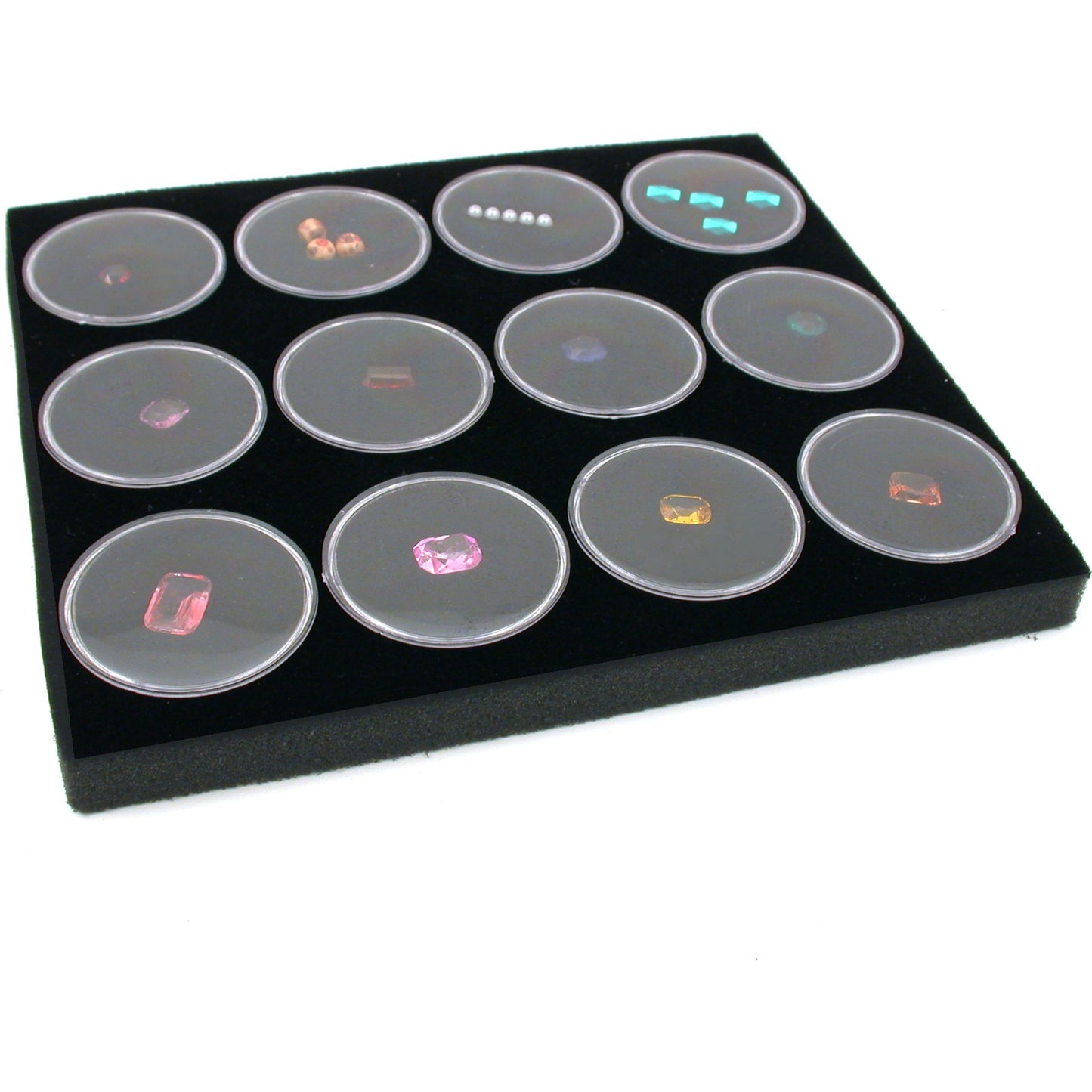 16 & 12 Gem Jars Gemstone Jewelry Tray Insert Pads Showcase Display Kit 2 Pcs