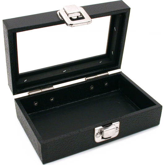 Glass Lid Jewelry Display Case Black 6"