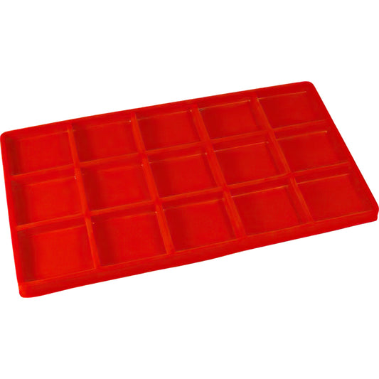 15 Slot Jewelry Coin Red Showcase Display Tray Insert