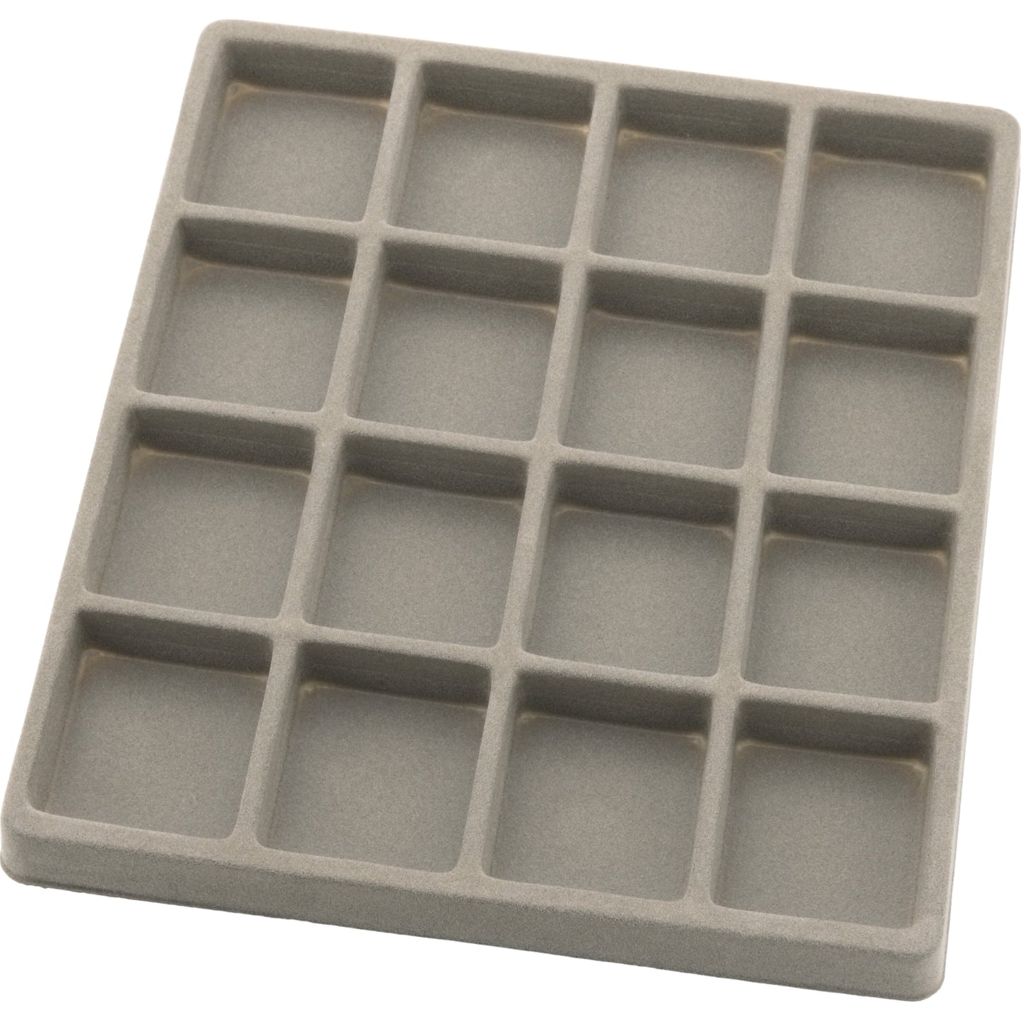 Gray Flocked Jewelry Tray Inserts 4 Slot & 16 Slot W/ Velvet Ring Pad Kit 12 Pcs