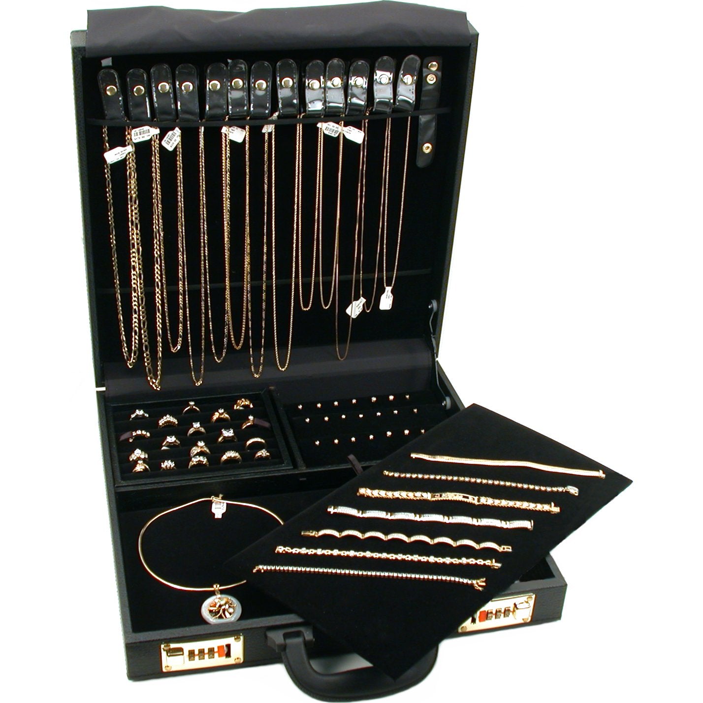 Jewelry Attache Travel Case Black Faux Leather 14 7/8"