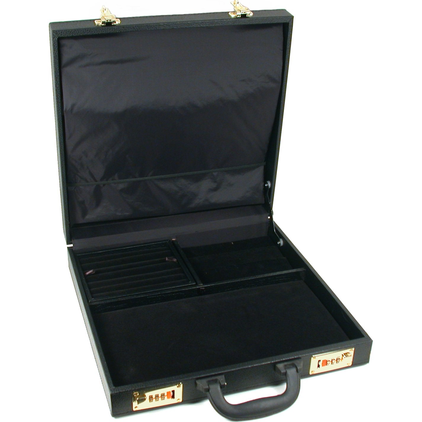 Jewelry Attache Travel Case Black Faux Leather 14 7/8"