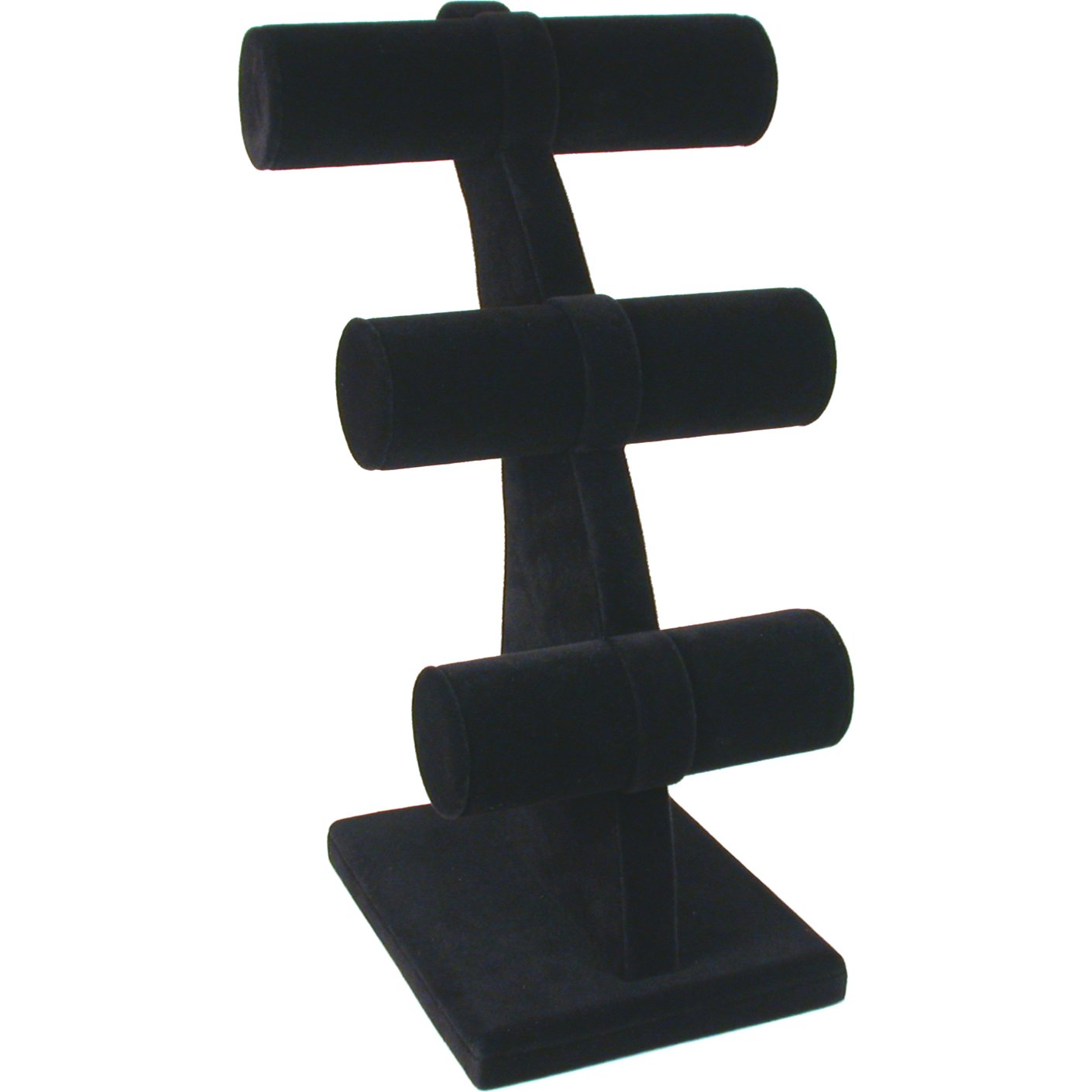 Black Velvet 3 Tier T-Bar Bracelet Jewelry Display 11"