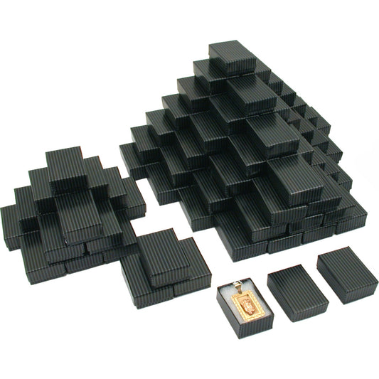 100 Black Stripe Cotton Filled Jewelry Gift Box 1 7/8"