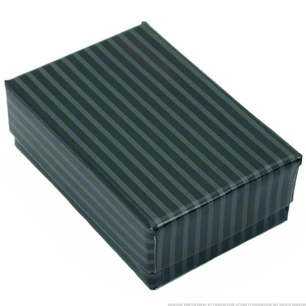 Pinstripe Cotton Filled Jewelry Gift Box Black  (Only 1 Box)