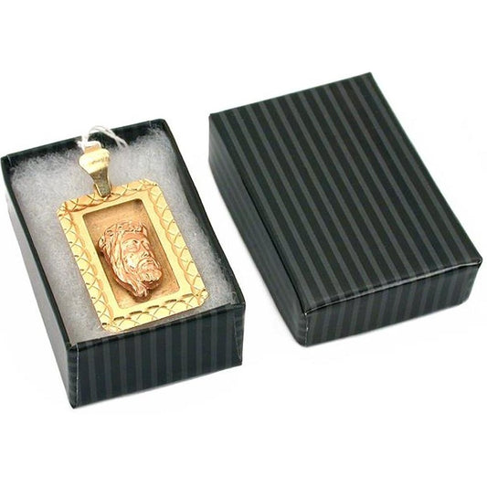 Pinstripe Cotton Filled Jewelry Gift Box Black  (Only 1 Box)
