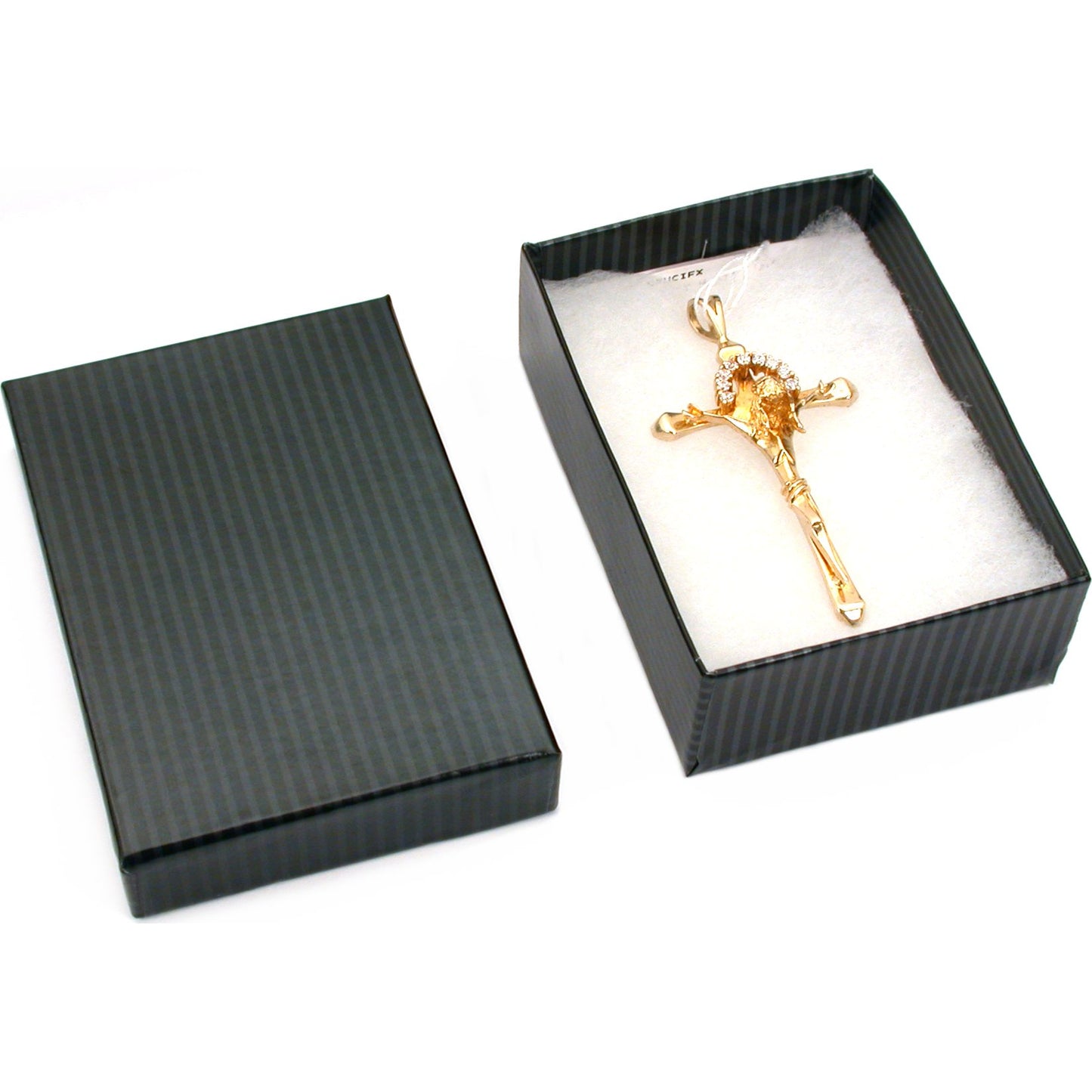 100 Black Stripe Cotton Filled Jewelry Gift Box 3 1/4"