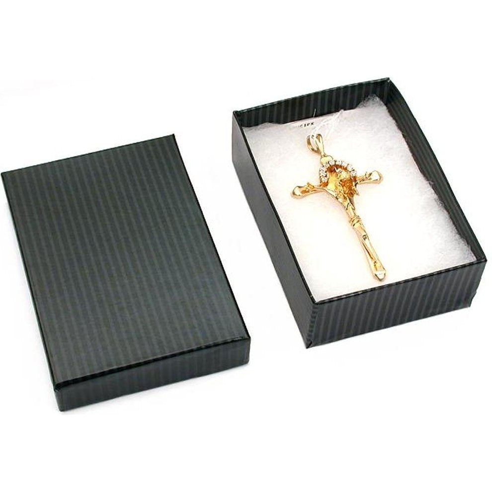 100 Black Stripe Cotton Filled Jewelry Gift Box 3 1/4"