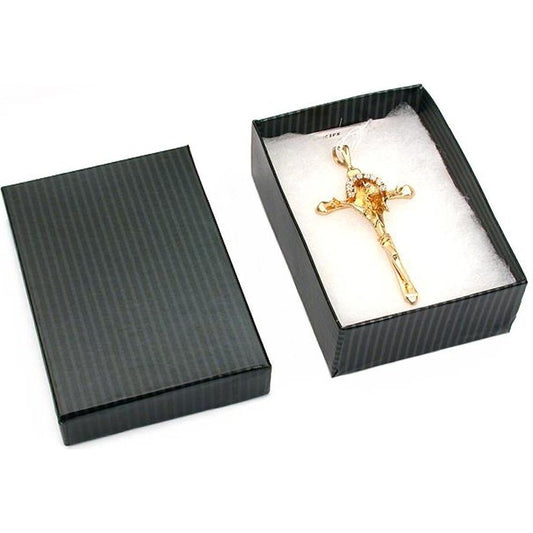 Pinstripe Cotton Filled Jewelry Gift Box Black  (Only 1 Box)