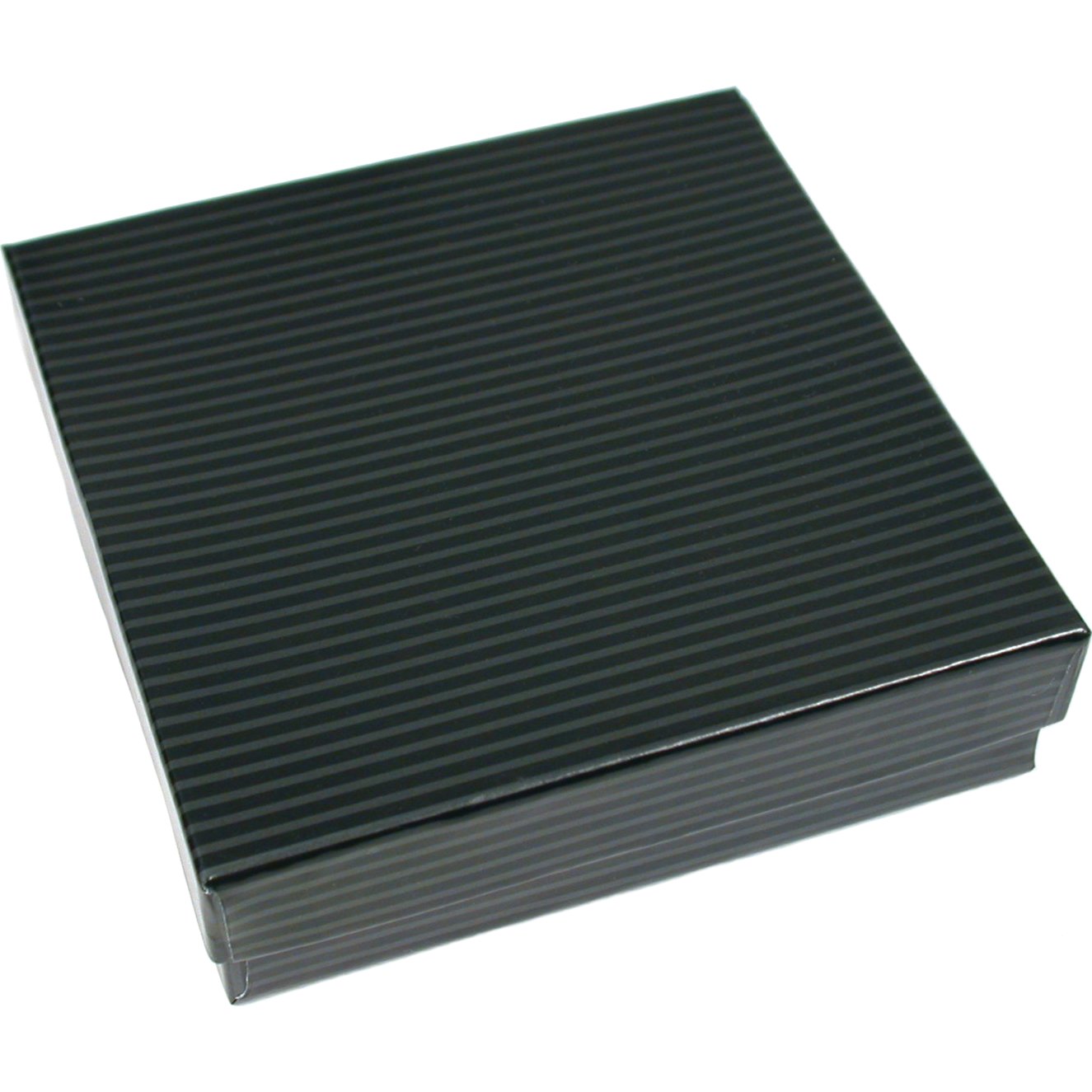 Pinstripe Cotton Filled Jewelry Gift Box Black 100Pcs