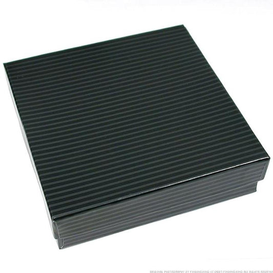 Pinstripe Cotton Filled Jewelry Gift Box Black  (Only 1 Box)