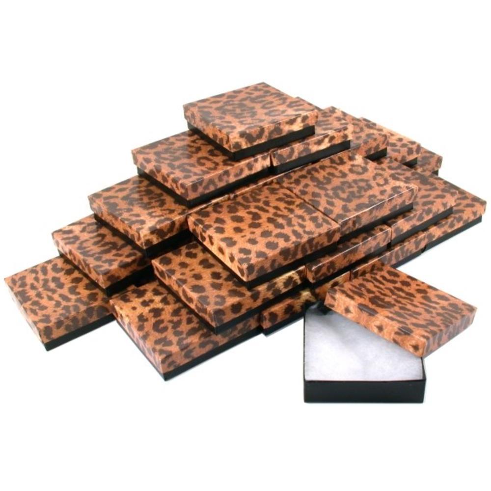 Cotton Filled Paper Jewelry Box Leopard Print 25Pcs
