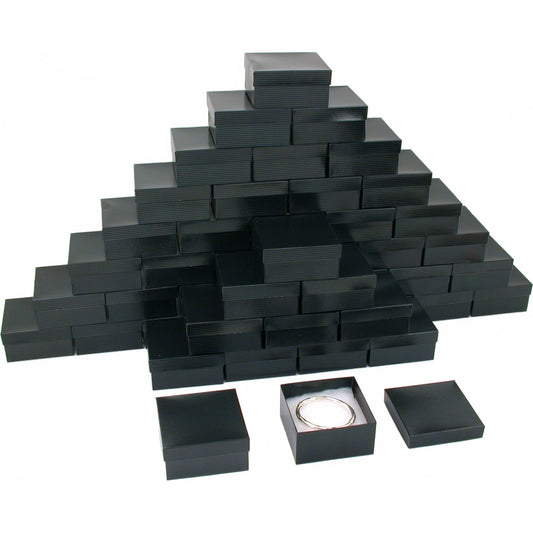 50 Black Stripe Cotton Filled Jewelry Gift Box 3 3/4"