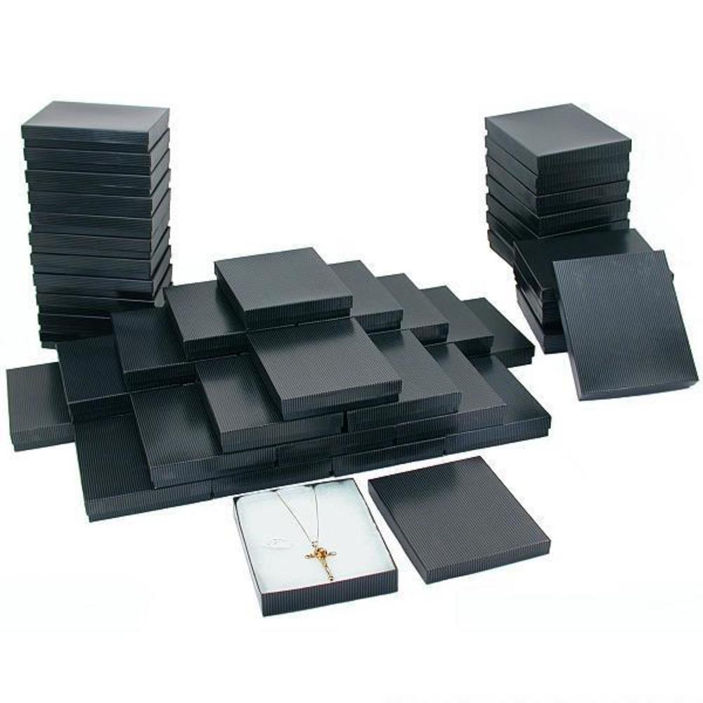 50 Black Stripe Cotton Filled Jewelry Gift Box 7 1/8"