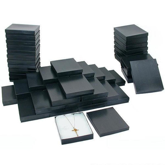 50 Black Stripe Cotton Filled Jewelry Gift Box 7 1/8"