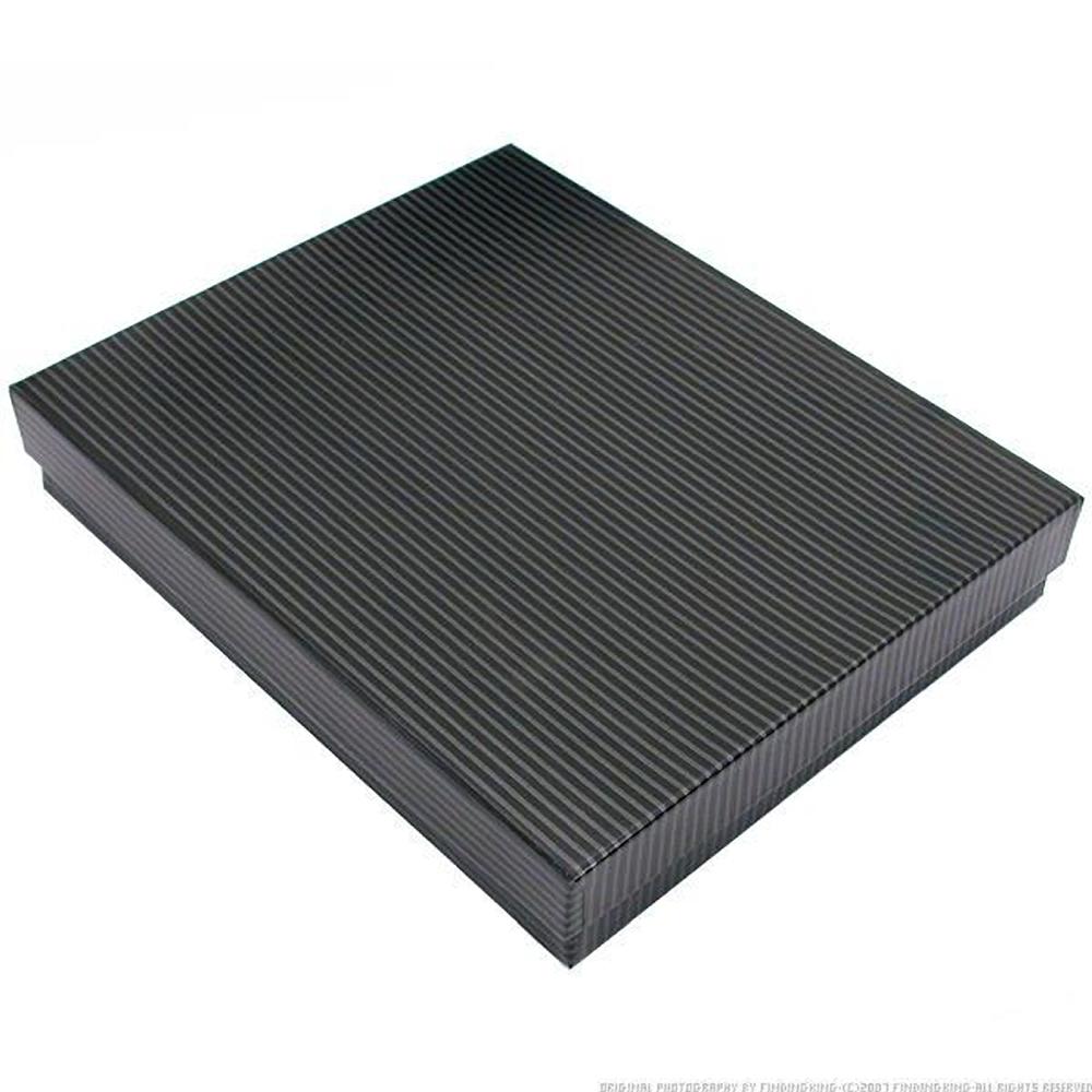 50 Black Stripe Cotton Filled Jewelry Gift Box 7 1/8"