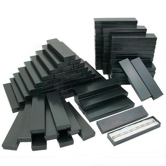 100 Black Stripe Cotton Filled Jewelry Gift Boxes 8"