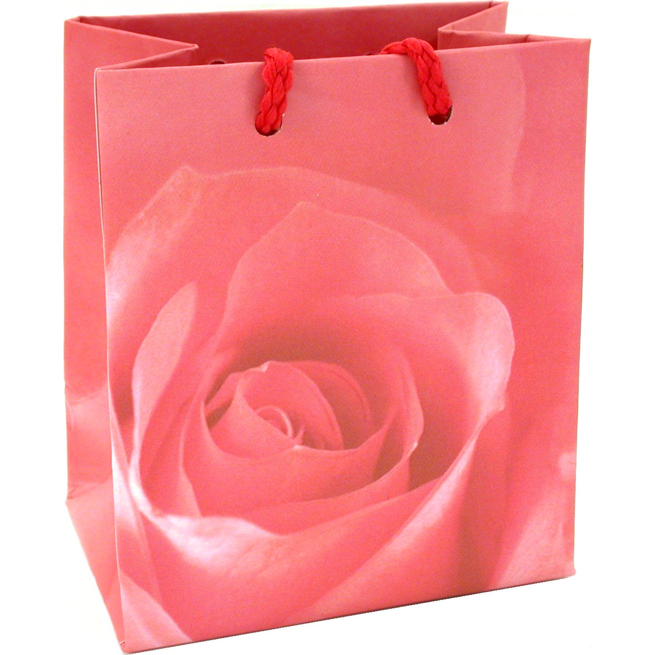 Pink Rose Shopping Tote Gift Bags & Card 3"x 2"x 3/12" Kit 100 Pcs