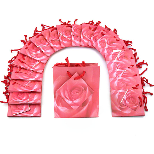 Shopping Tote Bags Pink Rose 3 1/2" 20Pcs