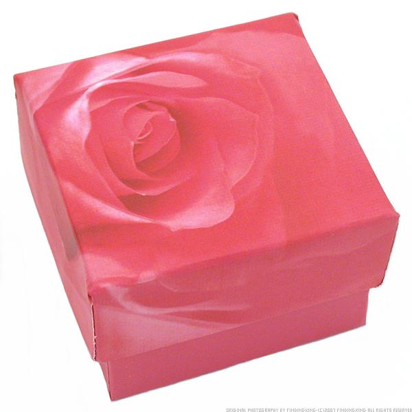 25 Pink Rose Cotton Ring Gift Boxes Jewelry Display