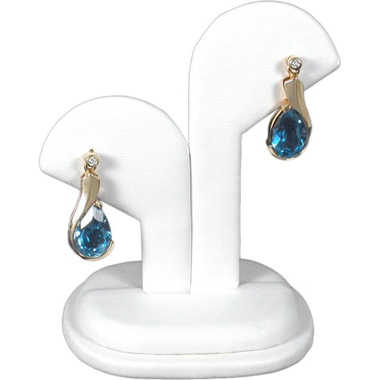 Earring Display Stand White Faux Leather 3 1/4"