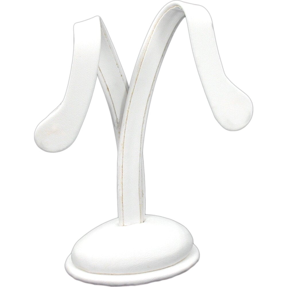 3 White Faux Leather Earring Display Stands