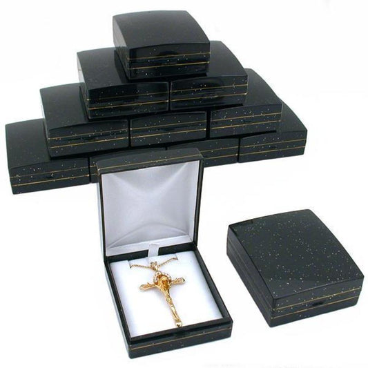 12 Black Gold Sparkle Pendant Gift Boxes