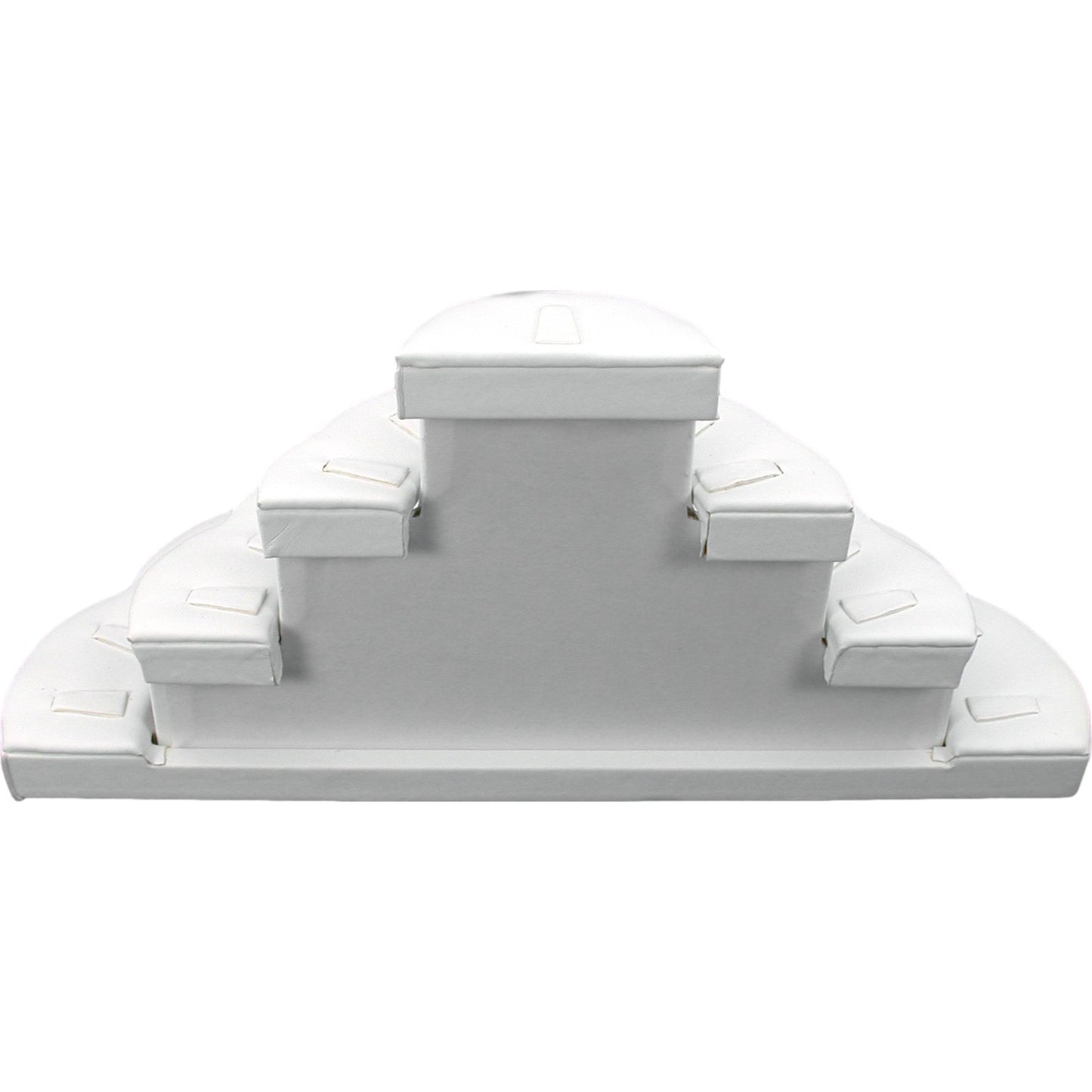 White Faux Leather Jewelry Display Stand Holds 29 Rings Kit 2 Pcs