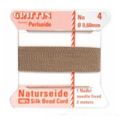 Griffin Silk Bead Cord Brown Size 4 2M