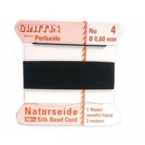 Griffin Silk Bead Cord Black Size 4 2M