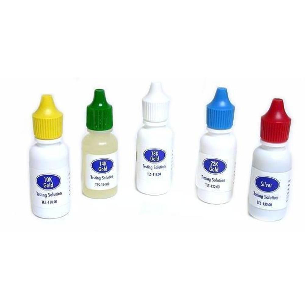 Testing Acid 10k 14k 18k Gold Silver 5 Bottles