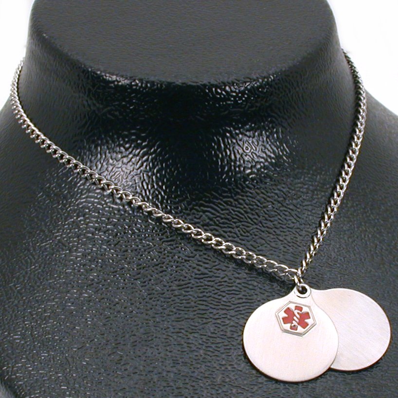 Medical ID Alert Charm Allergy Emergency Necklace 25"