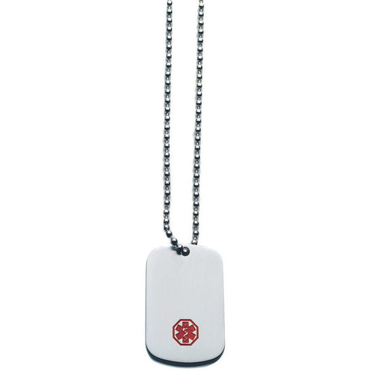 Medical ID Alert Dog Tag Charm Necklace Emergency 26"