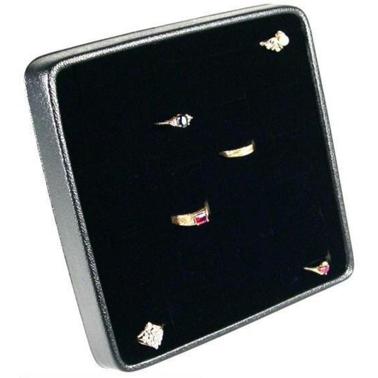 24 Slot Ring Tray Black Plastic 6 1/2"