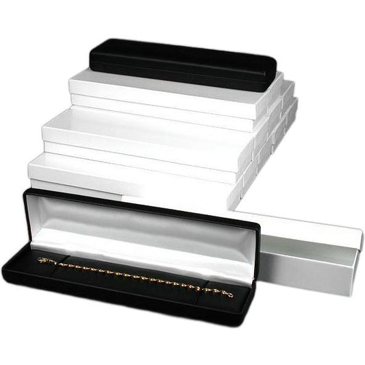 Bracelet & Watch Gift Box Black Faux Leather 8" (Only 1 Box)