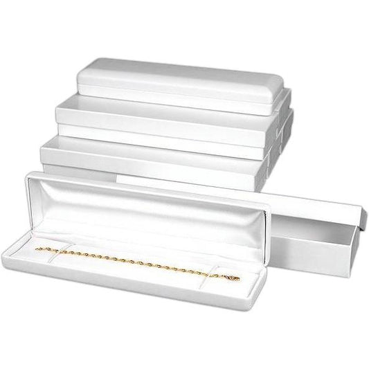 Faux White Leather Bracelet Watch Jewelry Gift Box Showcase Display Kit