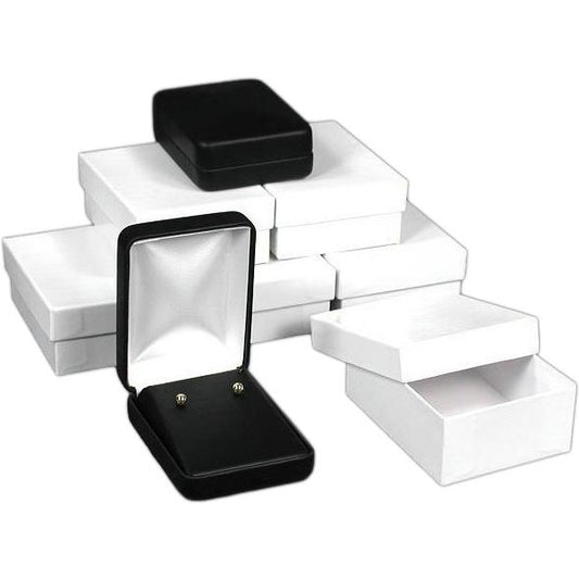 6 Large Earring Boxes Black Leather Gift Case Display