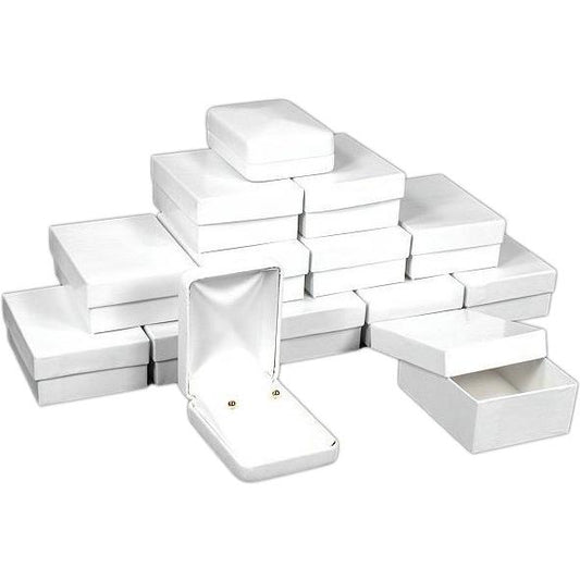12 Large Earring Boxes White Leather Gift Case Display