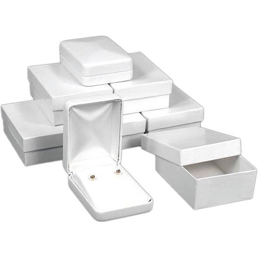 6 Large Earring Boxes White Leather Gift Case Display