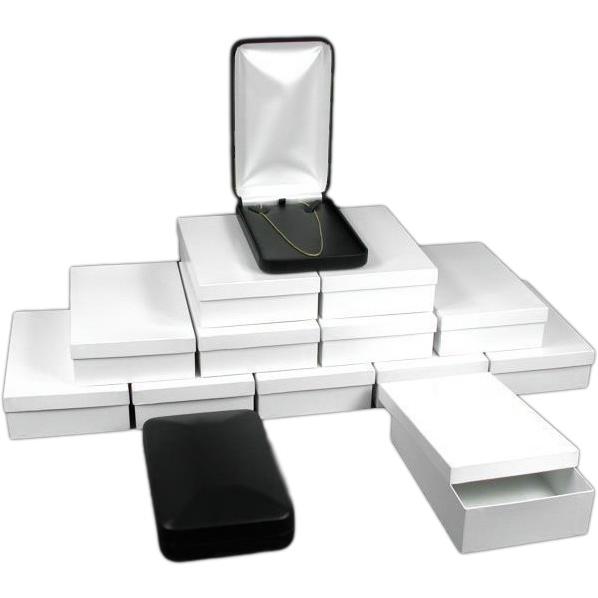 12 Black Leather Pearl Necklace Gift Boxes Displays