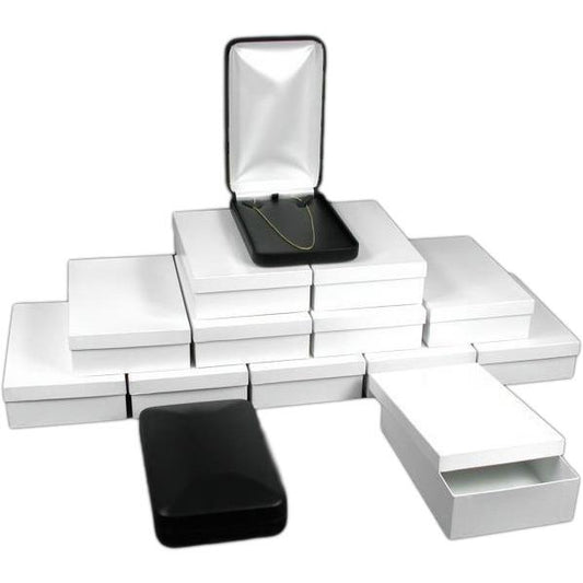 12 Black Leather Pearl Necklace Gift Boxes Displays