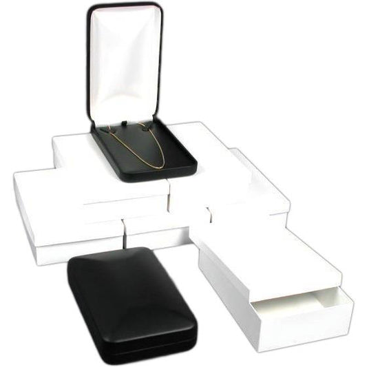 6 Black Leather Pearl Necklace Gift Boxes Displays