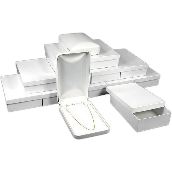 12 Bead Necklace Boxes White Leather Display Gift Box